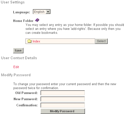 User Settings
