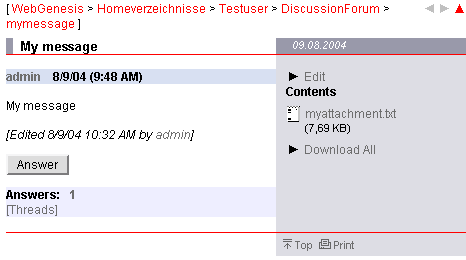 Discussion forum: message reading/answering